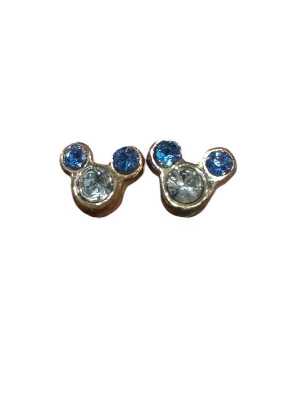 Blue Crystal Mickey Stud Earrings